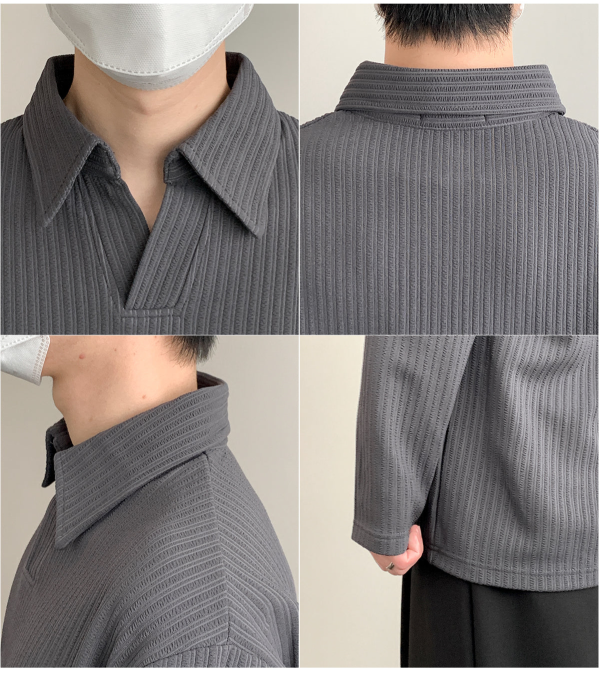 Minimalist Lapel Striped Polo Shirt Hot on Sale - Image 5