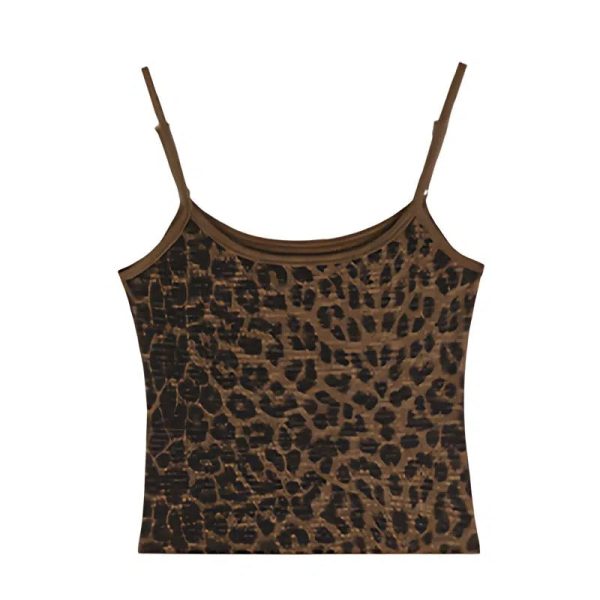 Spaghetti Straps Leopard Print Tank Top Fashion