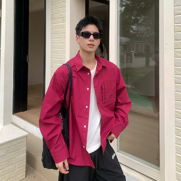 Solid Color Long Sleeve Shirt Fashion