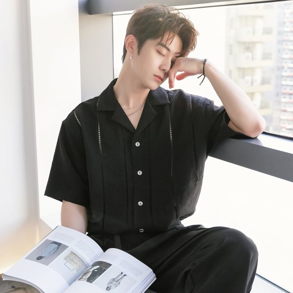 Hollow Short-Sleeve Vacation Shirt For Discount - Image 3