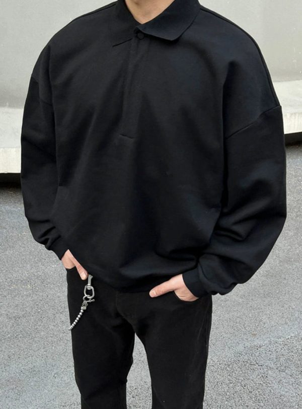 Lapel Collar Long Sleeve Sweatshirt Fashion - Image 5