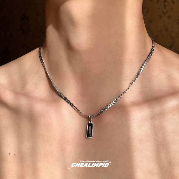 Gemstone Pendant Snake Chain Necklace For Sale - Image 3