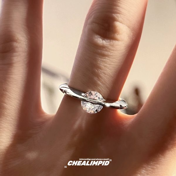 Geometric Rotating Zircon Ring Online Hot Sale
