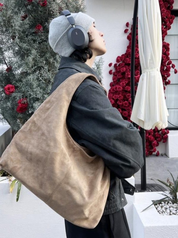 Minimalist Suede Bucket Shoulder Bag Supply - Image 3