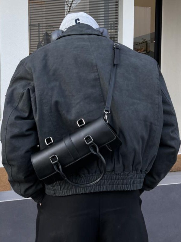 Black Leather Baguette Bag Online Sale - Image 3