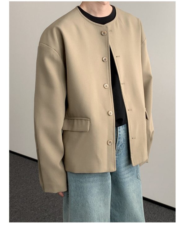 Crew Neck Button Front Jacket Online - Image 2