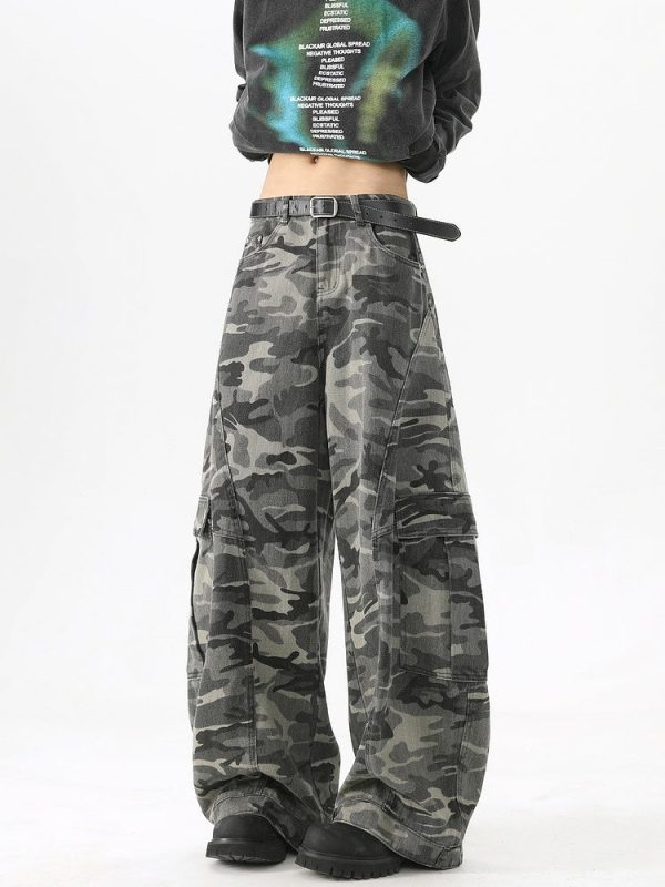 Camouflage Multi-Pocket Wide-Leg Pants Supply - Image 4