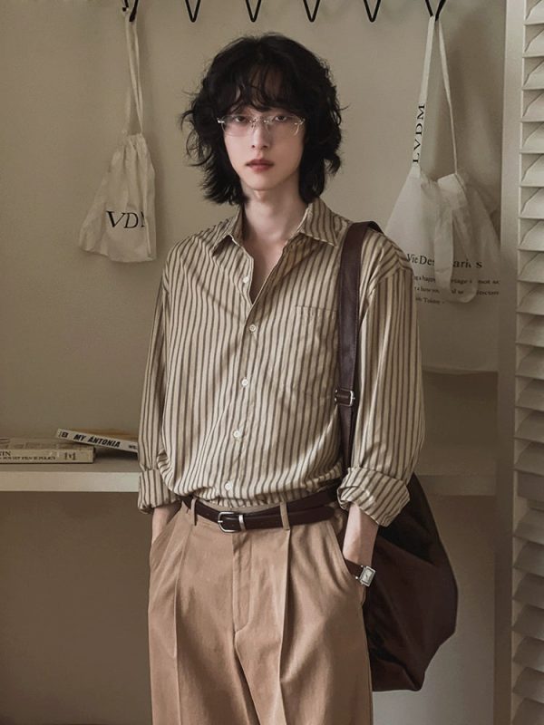 Striped Long-Sleeve Casual Shirt Sale - Image 2