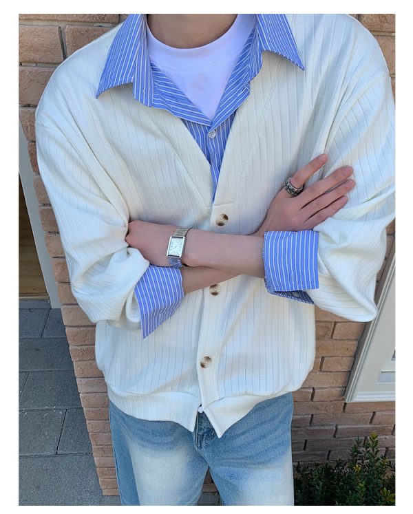 Knit Patchwork Button-Up Sweater Online Hot Sale - Image 4