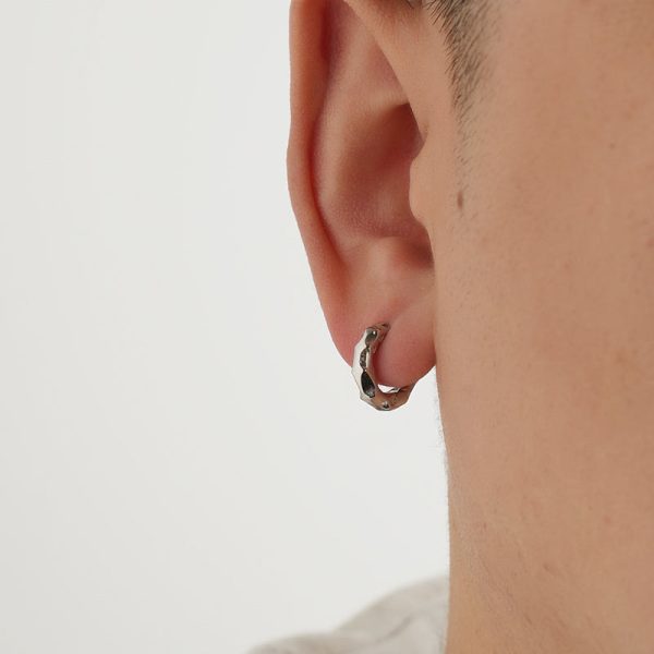 Sterling Silver Irregular Hoop Earrings on Sale