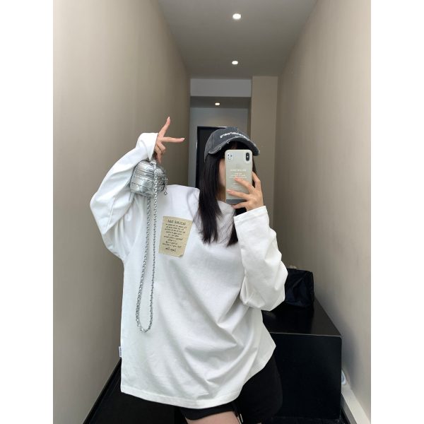 Minimalist Cotton Long-Sleeve Top For Discount - Image 2