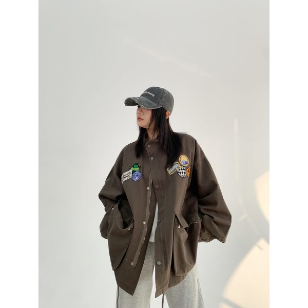 Embroidered Distressed Barn Jacket Cheap - Image 3