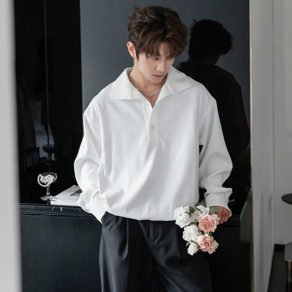 Lapel Long-Sleeve Casual Shirt Online Hot Sale - Image 2