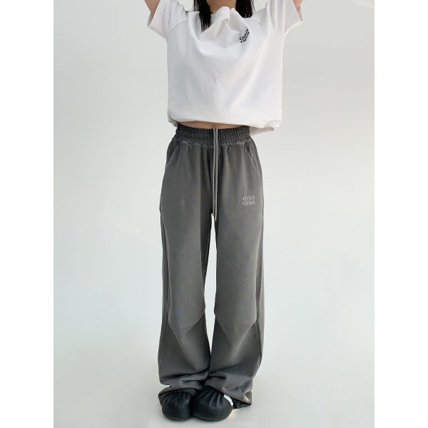 Wide-Leg Distressed Embroidery Pants For Cheap - Image 3