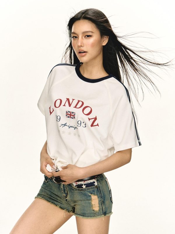 Retro Raglan Sleeve Short-Sleeve T-Shirt Online now - Image 3