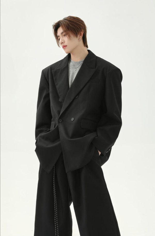 Loose Fit Drape Suit Jacket Ensemble For Cheap - Image 5