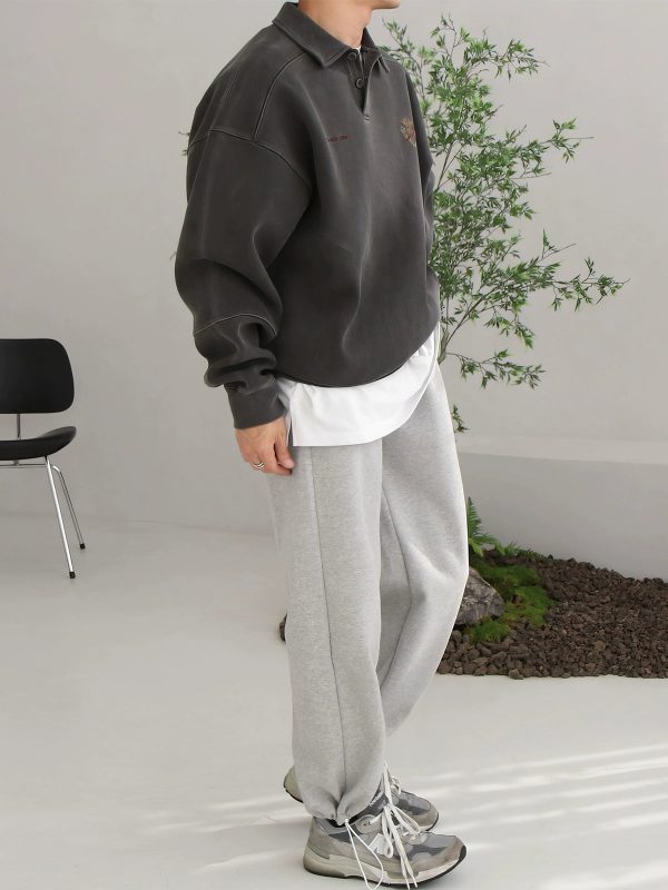 Dark Gray Polo Sweatshirt Online - Image 5