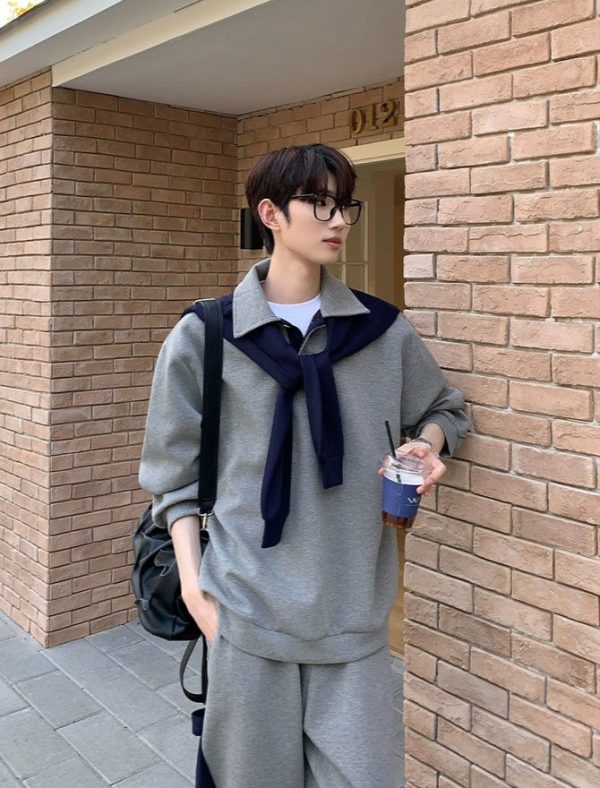 Cape Lapel Sweatshirt Suit with Pants Sale - Image 5