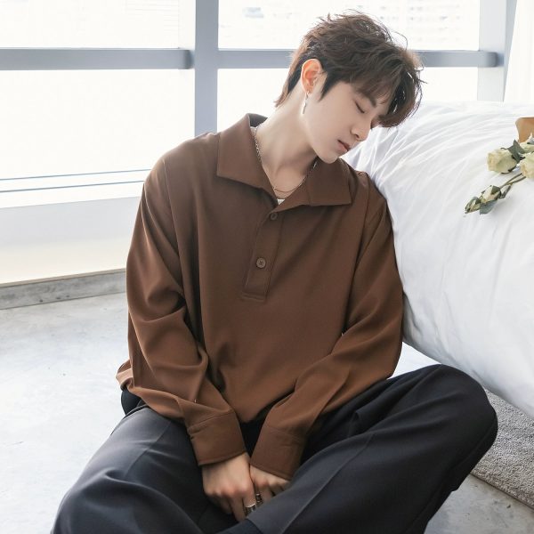 Lapel Long-Sleeve Casual Shirt Online Hot Sale - Image 4