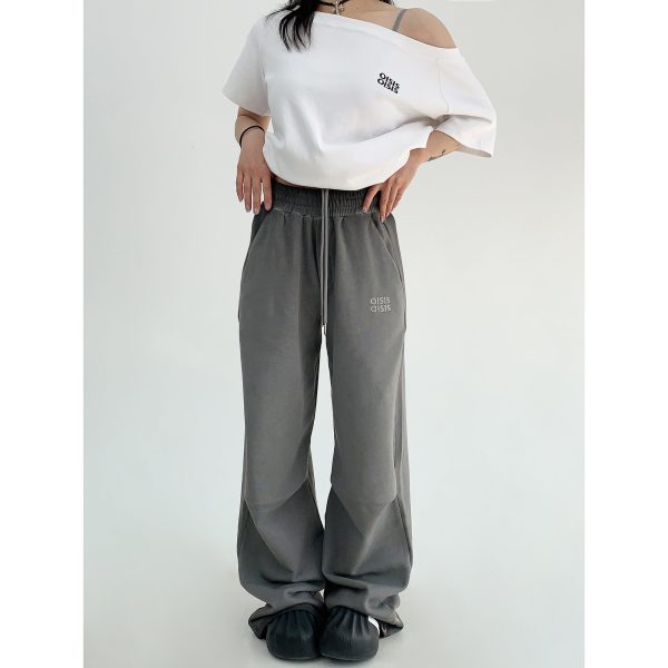 Wide-Leg Distressed Embroidery Pants For Cheap - Image 4