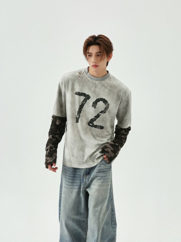 Retro Camouflage Casual Pullover For Sale