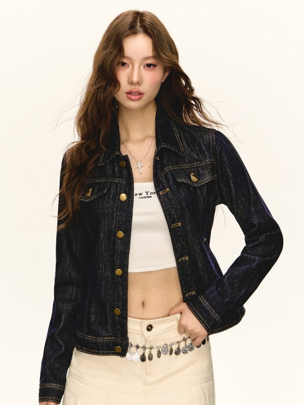 Retro Slim Denim Jacket Sale - Image 4