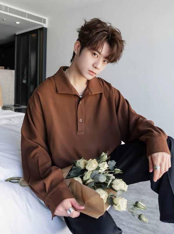 Lapel Long-Sleeve Casual Shirt Online Hot Sale - Image 5