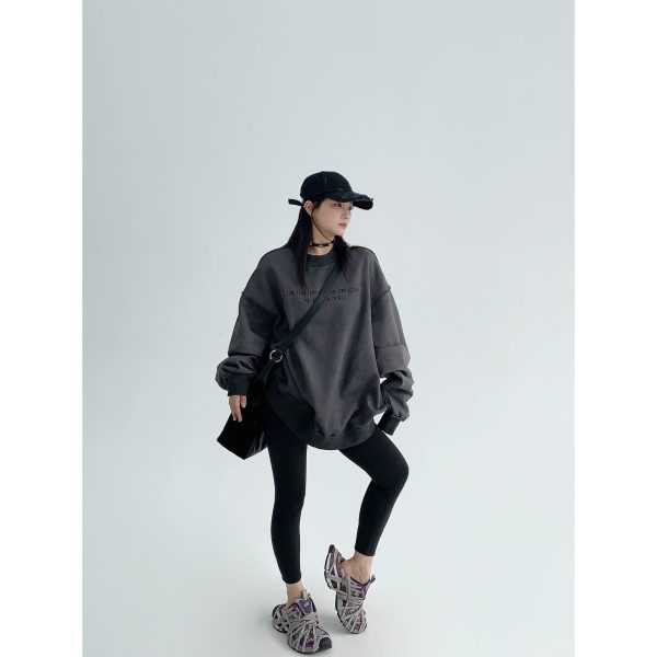 Distressed Round-neck Sweatshirt For Discount - Image 5