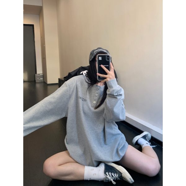 Waffle Print Long-sleeved Sweatshirt Supply