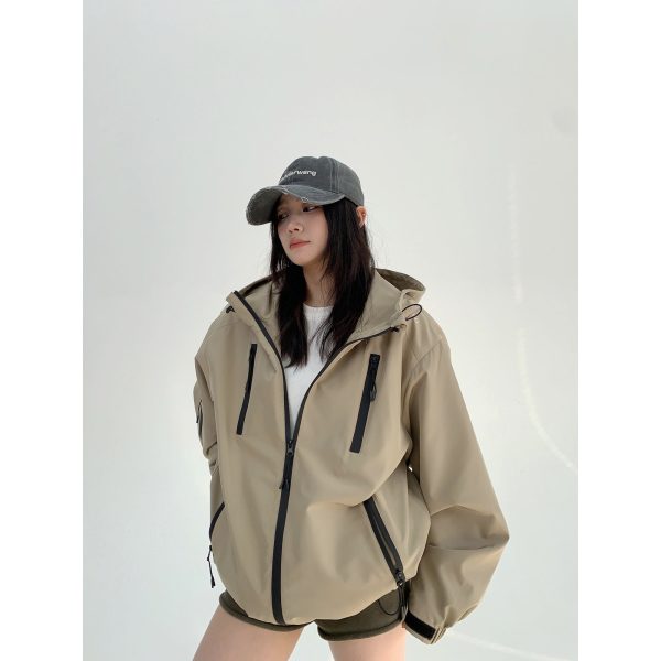 Hooded Zipper Jacket with Pockets For Sale