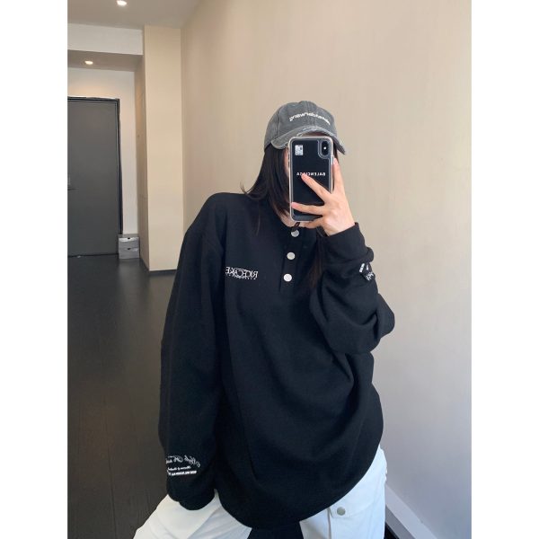 Waffle Print Long-sleeved Sweatshirt Supply - Image 2