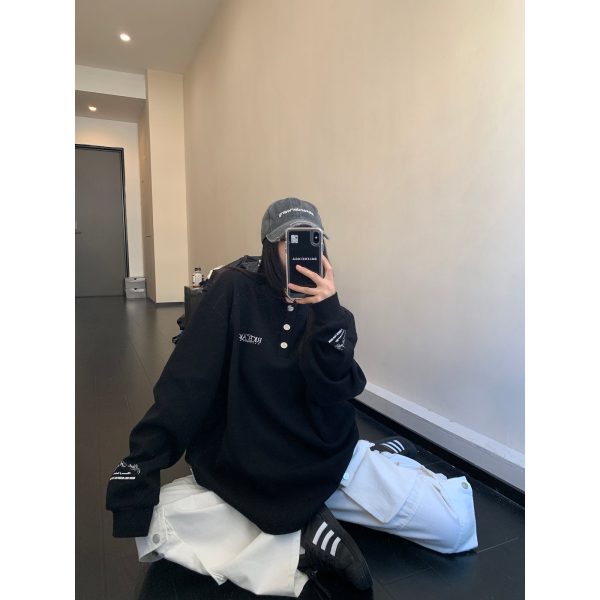 Waffle Print Long-sleeved Sweatshirt Supply - Image 4