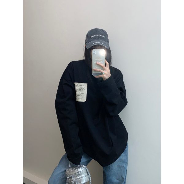 Minimalist Cotton Long-Sleeve Top For Discount - Image 3