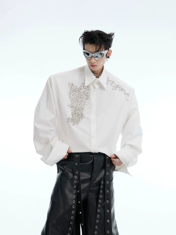 Diamond-Embellished Loose Fit Shirt Online now - Image 2