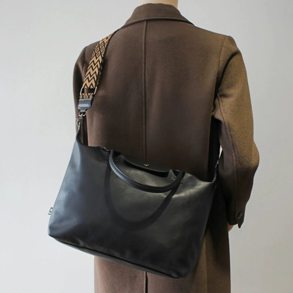 Large Capacity Leather Messenger Bag Online now - Image 3