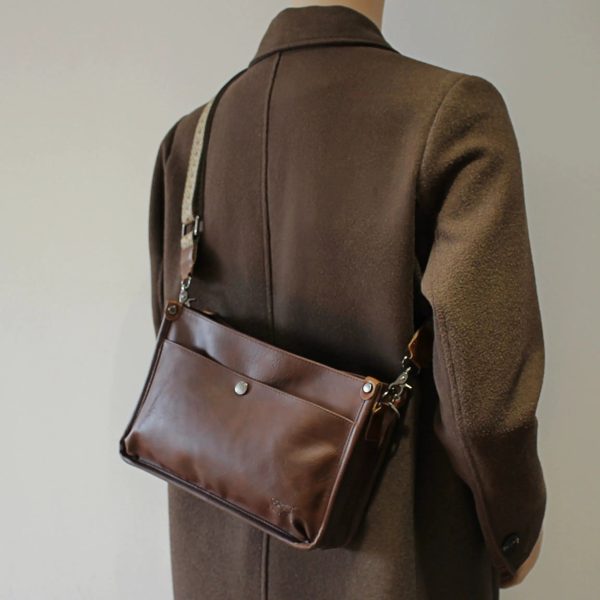 Multi-Pockets  Leather Messenger Bag on Sale - Image 2