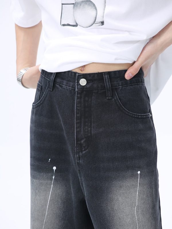 Washed Ink-Splashed Loose Fit Pants For Discount - Image 3