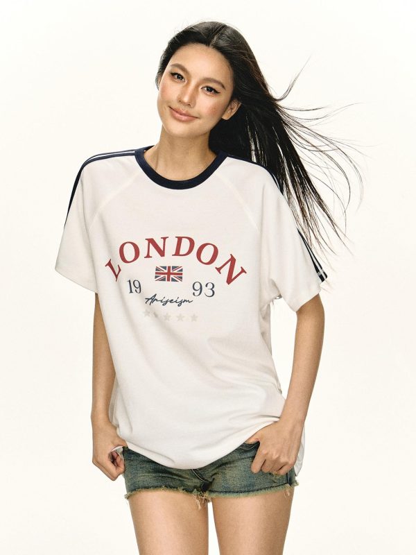 Retro Raglan Sleeve Short-Sleeve T-Shirt Online now - Image 2