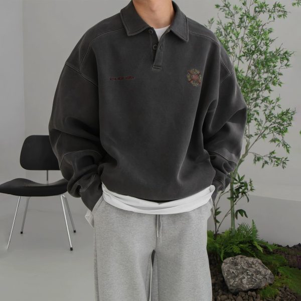 Dark Gray Polo Sweatshirt Online