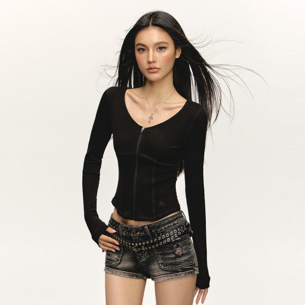 Retro Slim Fit Long-Sleeve Top Hot on Sale - Image 4