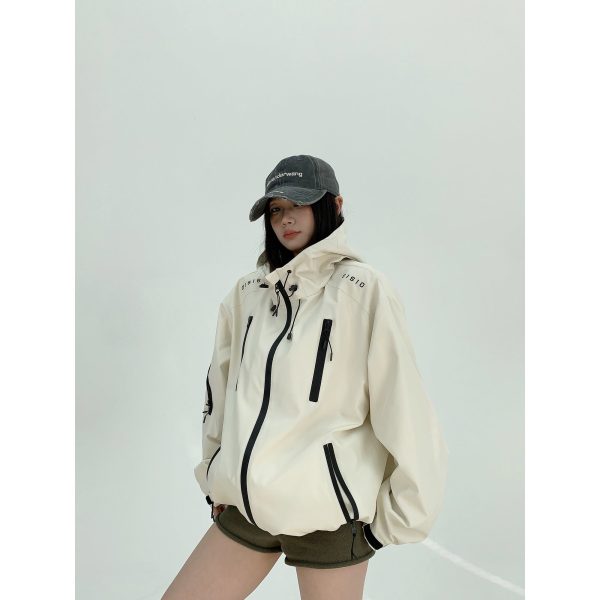 Hooded Zipper Jacket with Pockets For Sale - Image 4