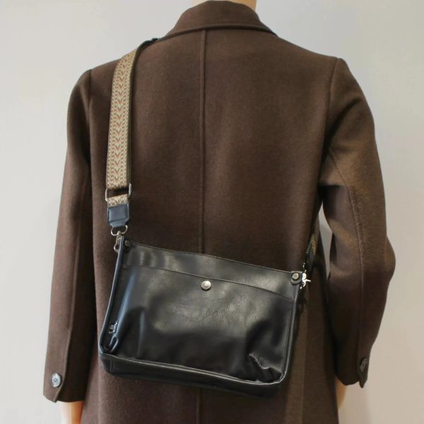 Multi-Pockets  Leather Messenger Bag on Sale