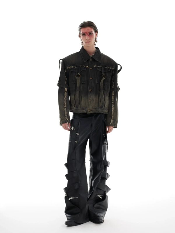 Raw Edge Gradient Washed Denim Jacket Sale - Image 3