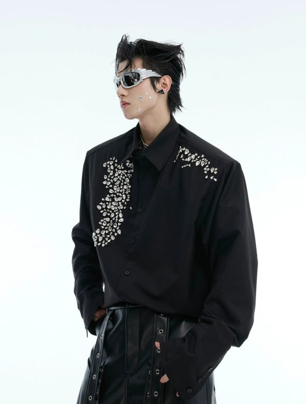 Diamond-Embellished Loose Fit Shirt Online now