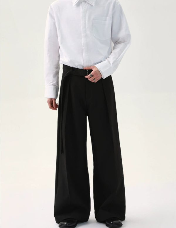 Pleated Chiffon Wide-Leg Pants Online Sale