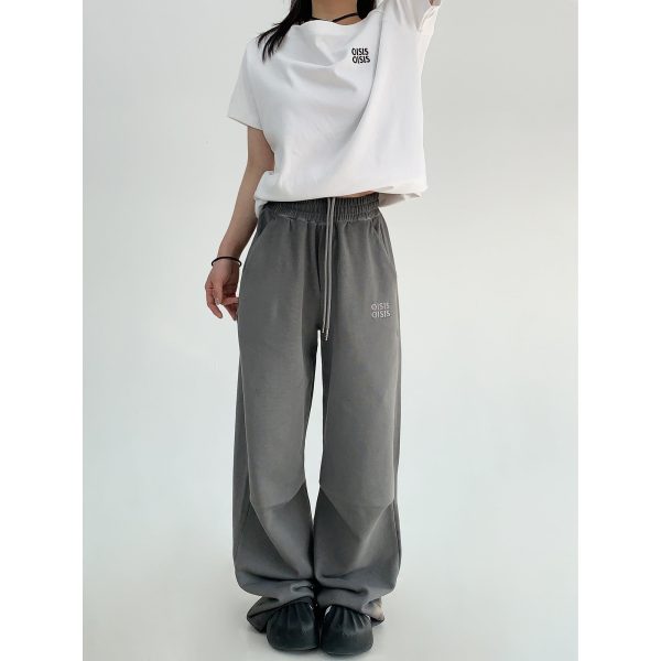 Wide-Leg Distressed Embroidery Pants For Cheap - Image 5