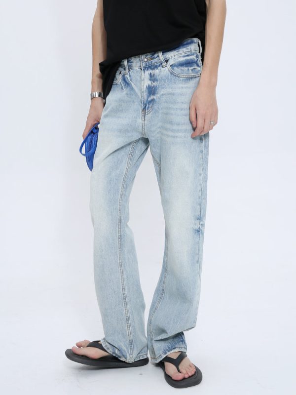 Washed Denim Flared Mid-Rise Jeans Sale - Image 4