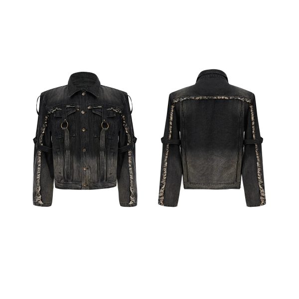 Raw Edge Gradient Washed Denim Jacket Sale - Image 5