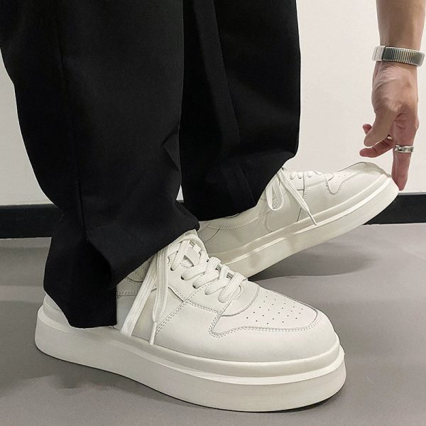White Height-Enhancing Thick-Soled Sneakers Discount