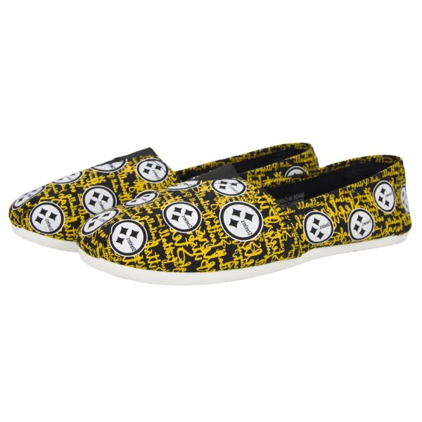 Pittsburgh Steelers NFL Womens Script Print Canvas Shoes For Discount